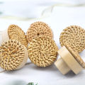 2pcs Solid Wooden Door Handle Circular Small Rattan Weaving Single Hole Cabinet Wardrobe Shoe Drawer Pulls Knobs for Furniture. 