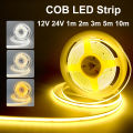 COB LED Strip Lights 12V 24V 10M 5M 3M 2M 1M 320LEDs/M High Density Flexible LED Tape 3000K 4500K 6500K Kitchen Room Decor 8mm. 