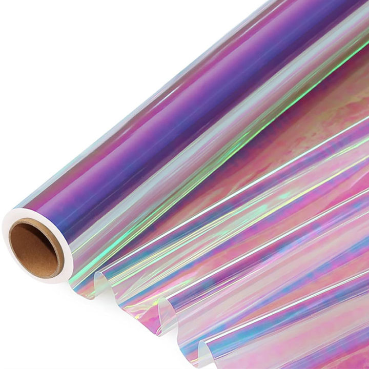 1 Roll Iridescent Cellophane Wrap for Baskets Wrapping Paper Holographic Cellophane Wrap Roll for Floral 32in X 50 Ft