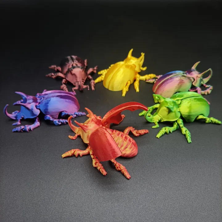 Vibrant 3D Printed Beetle Sculpture - Multicolor Insect Art Statue for ...