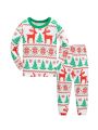 Kids  Pajamas Set Reindeer Snowflake Print 100% Cotton Soft Holiday PJs for Boys and Girls Family Matching Nightwear. 