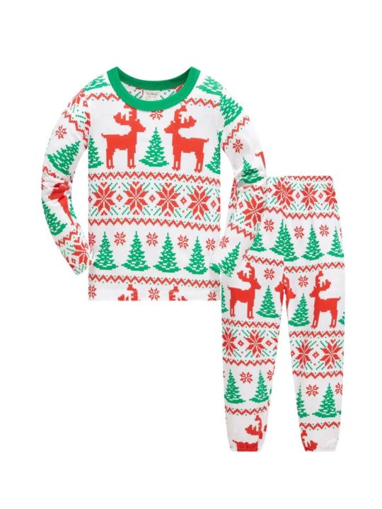Kids%20%20Pajamas%20Set%20Reindeer%20Snowflake%20Print%20100%25%20Cotton%20Soft%20Holiday%20PJs%20for%20Boys%20and%20Girls%20Family%20Matching%20Nightwear%20-%20Image%207