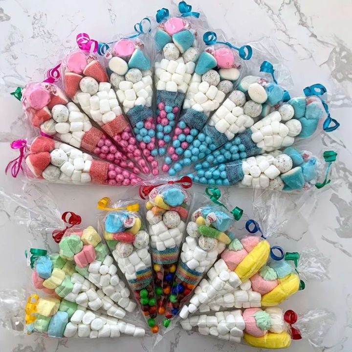 50/100pcs%20Cone%20Treat%20Bags,%20DIY%20Candy%20Bags,%20Clear%20Cellophane%20Bags%20with%20Twist%20Ties%20for%20Treats,%20Popcorn,%20Candy,%20Party%20Favors%20-%20Image%203