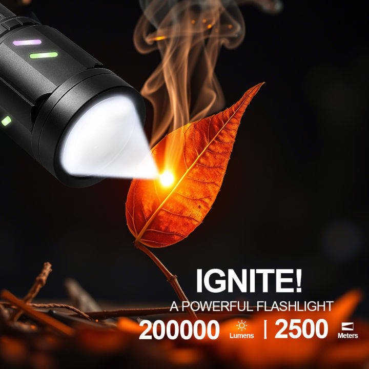 200000LM Tactical Firestarter Flashlight High Power Led Flashlight Type ...