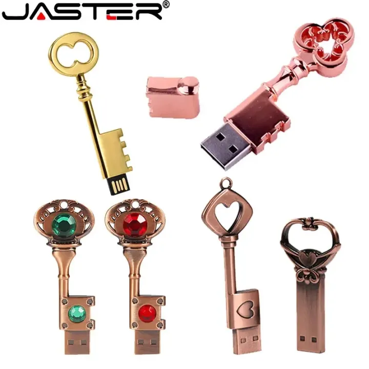 Metal Key High-speed USB Flash Drives Real Capacity Gold Pen Drive Rose ...