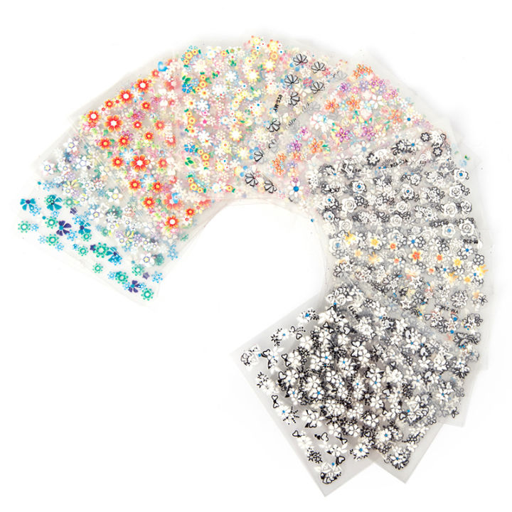 10Pcs Colorful 3D Nail Art Stickers, Flower Butterfly SelfAdhesive