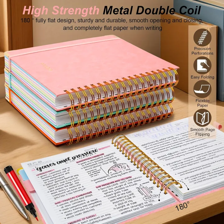 Extra%20Large%20Hardcover%20Spiral%20Notebook%20-%20with%20Removable%20Dividers%20&%20Tabs,%20300%20Pages%20Faux%20Leather%20Cover,For%20School,Office,Planner%20-%20Image%206