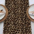 VIKAMA Luxurious Leopard Print Table Flag Kitchen Farmhouse Decoration Family Gathering Table Decoration Table Runner.