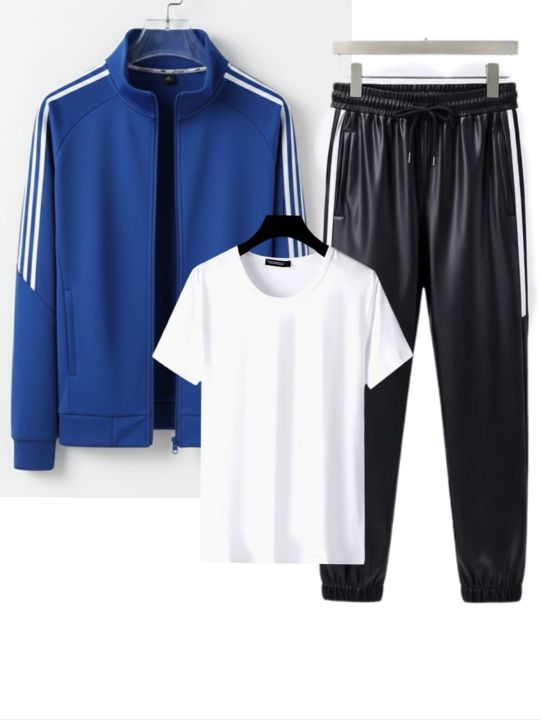 Summer Stylish And Fashionable Wear Jacket Trouser And T-Shirt Set For Men - Fashion | Dresses For Men