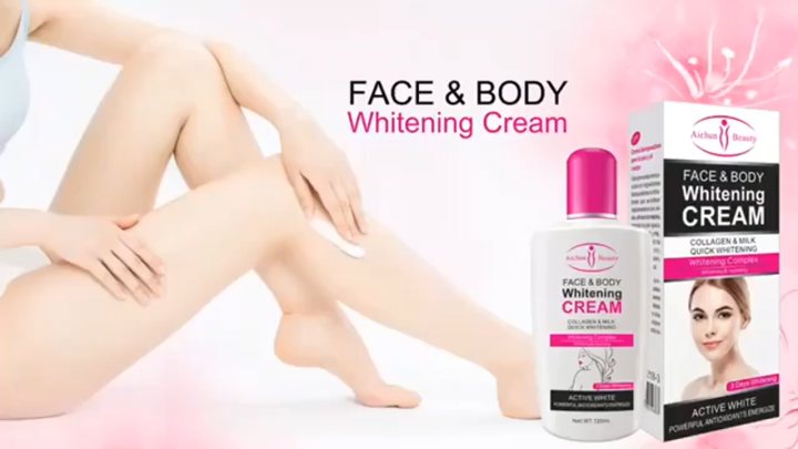 Aichun Beauty Quick Brightening Cream Face & Body Lotion with Collagen, Milk, and Vitamin E - Hydrating & Anti-Aging Brightening & Moisturizer Body Lotion 120ml AC218-3