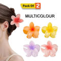 Large 8 cm Hair Clip Flower Claw pack of 2 and pack of 1 | Stylish Anti-Slip Women’s Hair Accessory | Durable Plastic Headwear for Summer Daily Use multi pack. 