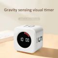 Digital Visual Timer Gravity Sensor Flipping LED Display 4 Preset Time Rechargeable Mini Cube Timer for Cooking Study Shower. 