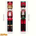 1 Pair Giant Nutcracker Flag Banner Red Green Christmas Door Hanging Durable Polyester Outdoor Holiday Decor Easy Install Banner. 
