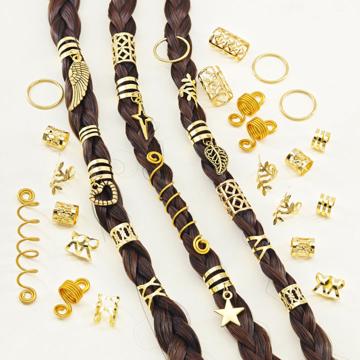70Pcs%20Alloy%20Mixed%20Style%20Hair%20Ring%20Set%20Of%20Hair%20Accessories%20DIY%20Dreadlock%20Boho%20Style%20For%20Women%20Music%20festival%20party%EF%BC%88Valentine'Day)%20-%20Image%204