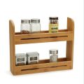 Kitchen 2 Tier Bamboo Spice Rack with Wooden Spice Storage Rack.