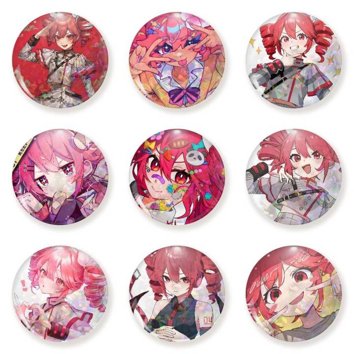 K-Kasane Teto Badge On Backpack Accessories Manga Icons Pins Round Cartoon Brooches For Clothes Bag Decor s