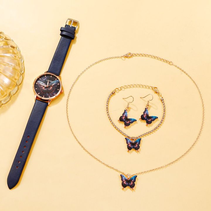 5PCS%20Set%20Women%20Fashion%20Butterfly%20Quartz%20Watch%20Brand%20Design%20Female%20Clock%20Leather%20Band%20Ladies%20Casual%20Wrist%20Watch%20Reloj%20Mujer%20-%20Image%203
