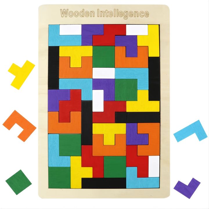 Jigsaw Wooden Puzzle Tetris Game Tangram Brain Teaser Game Russian ...