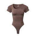 Women Plus Size Yoga Jumpsuit Seamless Square Neck T-shirt High Elastic Workout Running Sport Jumpsuit Solid Ribbed Jumpsuit Top.