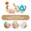 Wooden Garden Play Set – 30 Pcs Kids Gardening Toy with Watering Can Shovel Rake Basket & Accessories – Outdoor Pretend Play. 