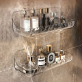 Acrylic Transparent Storage Rack Bathroom Wall Mounted Punch Free Cosmetic Storage Tray Makeup Organizer Bathroom Kitchen Shelf.
