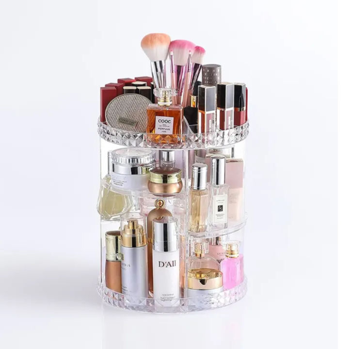 Cosmetics Organizer 360 Degree Diamond Rotatable Cosmetics Storage Box