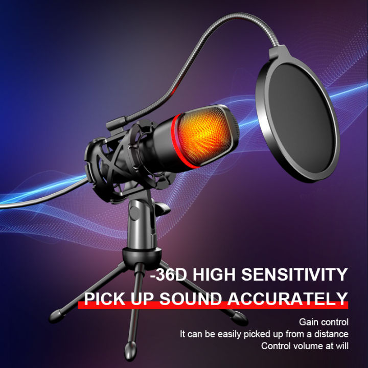 Computer%20Condenser%20Microphone%20Professional%20For%20PC%20Laptop%20USB%20Wired%20Streaming%20Sound%20Live%20Podcast%20RGB%20Record%20Gaming%20Accessories%20-%20Image%204