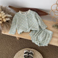 Summer Hot European Style Style Floral Embroidery Baby Onesie Set Breathable Long Sleeve Top + Shorts Baby 2Pcs Set. 