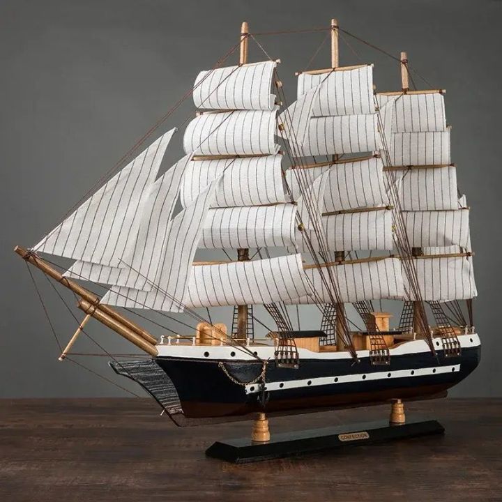 Large Wooden Sailboat Model Craft Toys Sailing Boat 3D Ship Mediterranean home decor New Hose Gift to friend