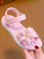 Girls Flowers Sandals Kids Sweet Princess Shoes for Party Wedding Kids Leather Sandals French Style Chic Summer Fashion 2025 New Casual Non-Slip. 