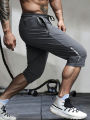 Men's Summer Casual Sports Shorts High Elastic Waist Drawstring Cropped Pants Seven Running Basketball Beach Sweatsuit Black. 