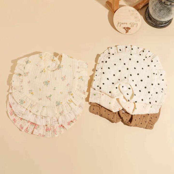 3pcs%20Hot%20Sell%20Children's%20Feeding%20Bib%20Set%20%20Cotton%20Muslim%20Baby%20Comfortable%20Drool%20Towel%20%20Ruffle%20Snap%20Button%20Infant%20Burp%20Cloth%20%EF%BB%BF%20-%20Image%202