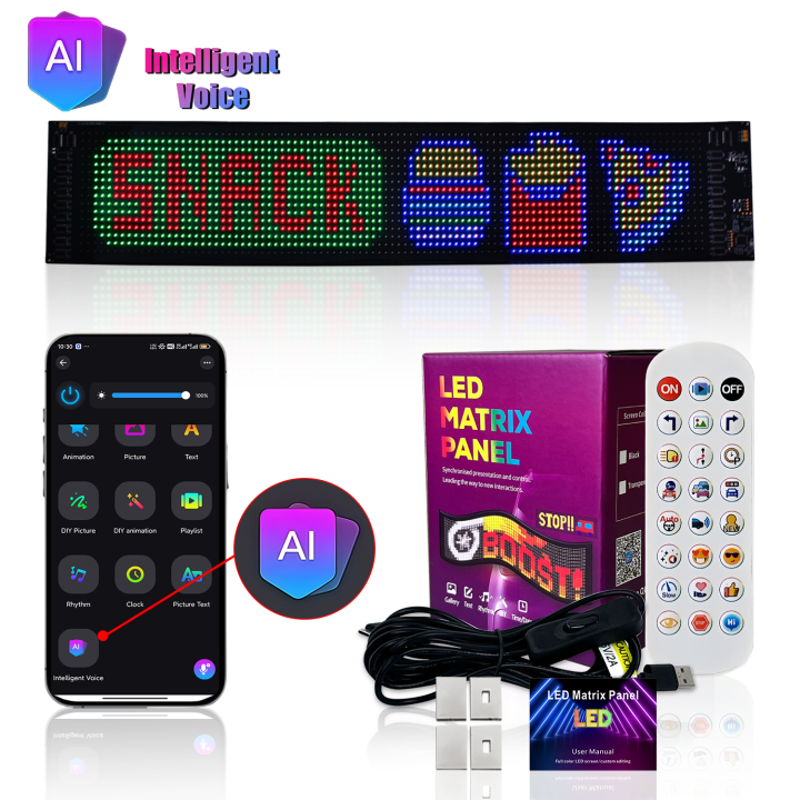 User Interface Led AI Voice Control LED Display, USB Pixel Panel Lights, APP Programmable ...