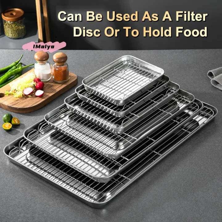 Stainless Steel Baking Tray Set with Removable Cooling Rack Non-Stick ...