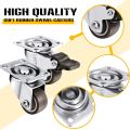 4 Pcs Low Profile Casters Wheels 1 Inch Soft Rubber Swivel Caster Small Silent Casters with 360 Degree Top Plate and 12 Screws. 