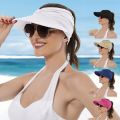 1Pc Beach Sun Hat Women's Sun Protection Empty Top Sun Hat with Brim New Fashion for Vacation Travel Outdoor Sports Ponytail Hot. 