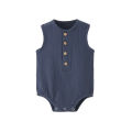 Summer Solid Newborn Baby 100% Cotton Linen Bodysuits Boy Girl Sleeveless Romper Jumpsuit Soft Skin-friendly Thin Comfy. 