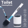 Water Spray Silicone Toilet Brush With Wall-Mounted Breathable Silicone TPR Brush 40cm Long Handle Bathroom Cleaning Accessories. 