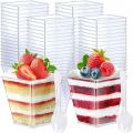 5-100PCS Disposable Plastic Dessert Cups Reusable Clear Ladder Shaped Cup Appetizers Cake Ice Cream Cup for Party Wedding.