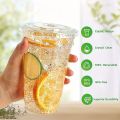 50pcs/Set 12/16OZ Plastic Cups With Lids Disposable Cups For Iced Coffee Smoothie Milkshake Cold Drinks Birthday Party Supplies. 