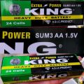 Heavy Duty King Battery AA 1.5V Orignal King Heavy Duty Cell Pack of 4 - 12 - 24 AA Size Regular Cell. 