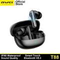 Awei T88 True Wireless Bluetooth Earphone 10mm Moving Coil Super Bass Spatial Sound Effects Earbuds 30 Hours Of Playback Time Ergonomic Design Gaming Headset. 