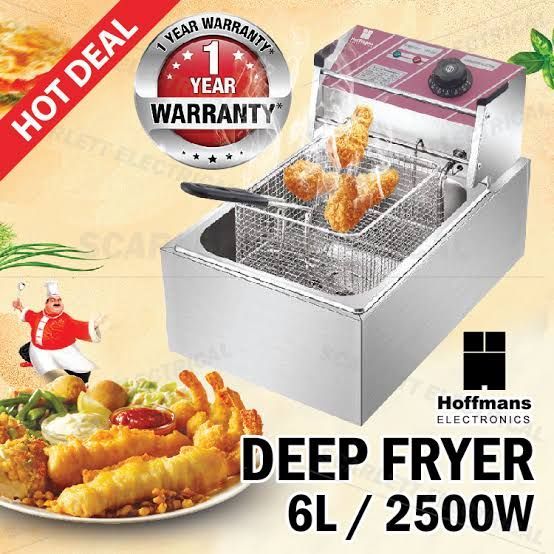 Hoffmans Electric Deep Fryer - 6L - Single Tank - Hm-88-1