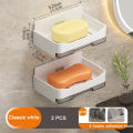 Bathroom Soap Dish Free-Punching Wall Mounted Sponge Holder Organizer Double Drainage Soap Dish Bathroom Accessories. 