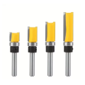 4pcs,1/4-Inch Shank Bearing Guided Pattern Router Bit - Woodworking Edge Trimming Tool with Double-Edged Straight Cutter. 