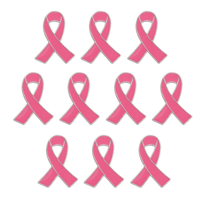 Pink Ribbon Pin 10 Pcs Official Ribbon Brooches Breast Cancer Awareness ...