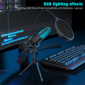 USB Microphone RGB Microfone Condensador Wire Gaming Mic for Podcast Recording Studio Streaming Laptop Desktop PC. 