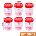 Set Of 6 Plain Large Plastic Utility Containers With Spoon | Clear Plastic Multipurpose Spice Storage Jar With Lid & Spoon. 