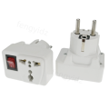White Portable Universal Wall Aocket EU US UK Extension Socket 250V 6A 10A 125V Power Converter Plug Adapter with on off Switch.