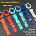Strap + Case for  G-Shock GA-100/110/120/140 GD-100 GAX-100 GLS-100 Replacement  Silicone Matte Watch Band Bracelet. 